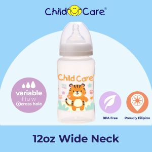 Child Care Set of 3 12oz Wide-neck Printed Baby Plastic Feeding Bottle for Baby Boy and Girl