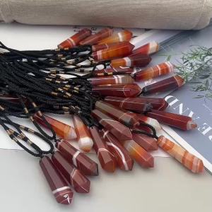 1pc Natural Banded Red Agate Hexagonal Crystal Point Healing Carnelian Crafts Holiday Gift Souvenir