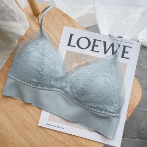 French Style Young Adult Beautiful Style Spaghetti Strap Bra Romantic Lace Seamless Beautiful Back Outwear Summer Vest Bra Intimates