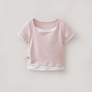 Marc&Janie | Stylish Casual Girls Two-piece Illusion Ruffled T-Shirt