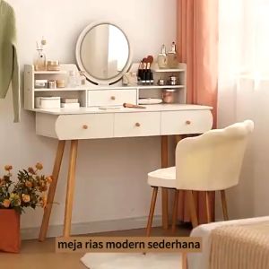 Epic Finds Meja rias kaca lampu LED Panjang 80-100cm Rak kosmetik  Meja Rias Putih  Meja Minimalis (Ganti Baru Jika Rusak di Jalan)