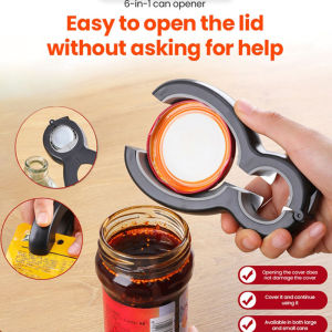 6 in 1 Can Opener Multi-function Bottle Opener Stainless Steel Beer Bottle Opener Can Opener Kitchen Gadget