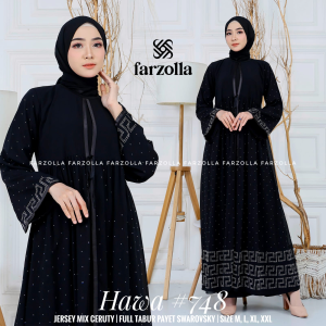 Hawa 752 Gamis Wolfis Jetblack Aplikasi Bordir dan Mote Size M-XXL
