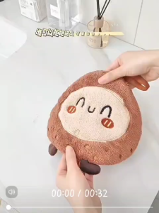 【PLAYFUL】Kitchen Hand Towel Hanging Double Thickened Rag Cute Cartoon Absorb Water Hand Towel