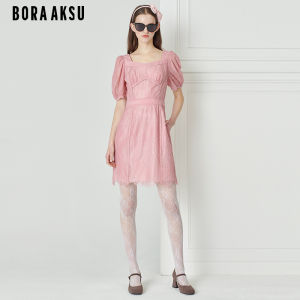 Sweet Bora Aksu French Style Lace Slim Fit Bubble Sleeve Midi Dress New Summer Collection B1DCW63990 A-Line Silhouette Dress
