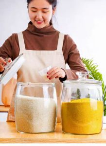 Wide Mouth Glass Jars with Lids for Kitchen Storage Clear Glass Containers for Cookies Candies Flour