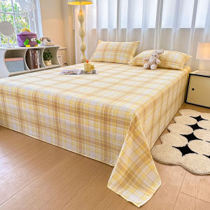 Machine Washable Striped Plaid Bed Sheet - Soft & Comfortable All-in-One for Twin Double Queen Size Bed(No pillowcase))