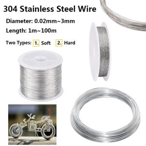 1pcs 1-100meters 304 Stainles Steel Wire 0.02mm-3mm Single Strand | Soft/Hard Rustproof Iron Wire for Lashing