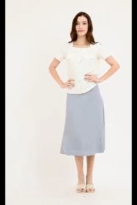 Krizia Square Neck Button Down with Double Pocket Detail Blouse Top