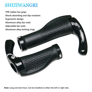 1 Pair Bicycle Handlebar Grip Long and Short Ergonomic Anti Skid Lock on Handle Cover with Bar Ends Grips MTB Bike Accessories