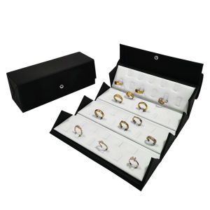 High Quality Black PU Leather Inside White Jewelry Jewelry Storage Box Ring Necklace Pendant Bracelet Storage Display Props