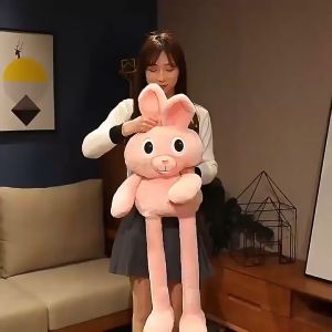 80CM Stretchable Ears Rabbit Plush Toy Adult Child Pull Rabbit Ears Stuffed Plush Toy Stretched Ears Legs Bunny Gifts