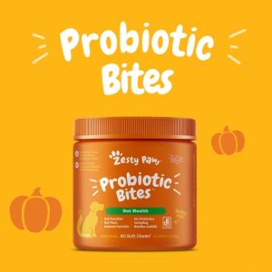 Zesty Paws Probiotic Bites for Dogs Gut Health - Pumpkin Flavor (90 Soft Chews) (EXP:03 2027)