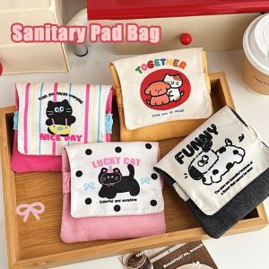 JIYAN2866 Puppy/Cat Pattern Sanitary Pad Bag Napkin Storage Portable Tampon Organizer Pouch Cartoon Large Capacity Coin Purse Women