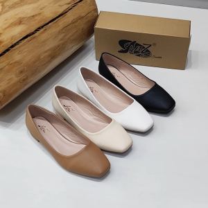 [FA] NEW summer fashion 1/2 Inch heel 2cm square toe Leather Black Shoes heels shoes for women