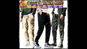 กางเกง JT01-2 กางเกงขายาวคาร์โก้สไตล์เกาหลีทรงขาจั้มป์เอวสม้อคมีเชือก ใส่ได้ทั้งชาย-หญิงมีกระเป๋า 2 ข้างใส่สบาย กางเกงขายาวสไตล์เกาหลี