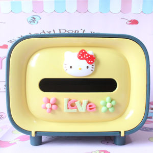 Creative Cartoon Tissue Box Storage Container Rectangular Plastic Home Organization Holder Luxury Feel Vintage Aesthetic