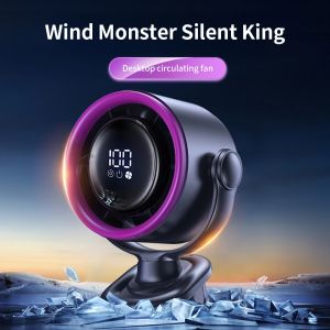USB Bladeless Fan Charging Silent Desktop Clip fan Intelligent touch control Digital Display High Speed Circulating Cooling Fan