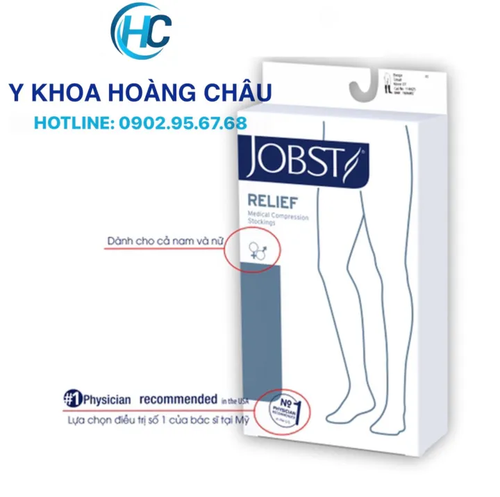 Vớ y khoa đùi JOBST Relief-Cơ bản màu da, hở ngón, 20 - 30 mmHg-hỗ trợ suy giãn tĩnh mạch chân