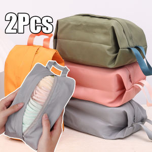 2ชิ้นกระเป๋ารองเท้าไนล่อนแบบพกพาการเดินทางกระเป๋าสัมภาระรองเท้ากันฝุ่นมีซิปแข็งแรงกระเป๋ากันน้ำกระเป๋ารองเท้าจัด