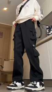 NEW Pocket Men and women oversize Wide-Leg Casual Waterproof Trousers Straight Large Size Loose Pant