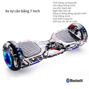 Xe cân bằng 2 bánh lớn 7 inch Hời gian sử dụng lâu dài tốc độ sạc nhanhKết nối Bluetooth+Vành bánh xe phát sáng với đèn LED nháy
