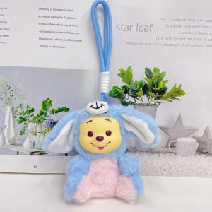 Anime Cartoon 12cm Winnie Pooh Hand Rope Series Plush Keychain Pendant Cute Doll Accessories Trendy Christmas Birthday Toys Gift