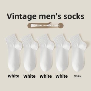 Pure Cotton Mens Winter Socks Anti-Odor Sweat Absorbent Breathable Mid-Calf Short Socks Home Comfort Stockings for Autumn And Winter