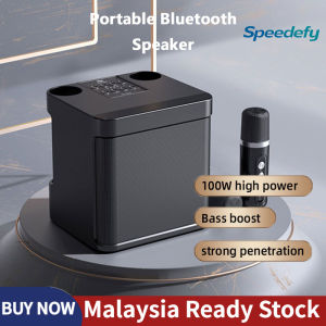 Speedefy Karaoke Machine with 2 Wireless Microphone Portable Bluetooth Speaker for Indoor Outdoor Party