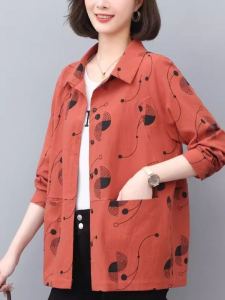 Fashionable Long Sleeve Shirt for Women Loose Casual Mom Coat Scarf Autumn Spring New Style Korean Version Cotton Polyester