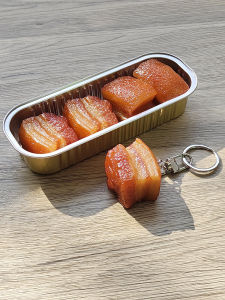 Red Braised Pork Keychain Simulation Couple Book Bag Food Toy Hanging Decoration Creative Gift Keychain Other Brand Food Series
