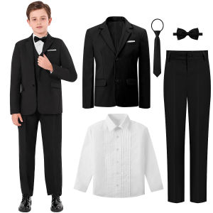 Bộ Vest Tuxedo Cho Bé Trai Thiếu Niên Đám Cưới Lễ Phục Sinh Nhà Thờ Trang Phục Dạ Hội Tiệc Sinh Nhật Biểu Diễn Lễ Tốt Nghiệp Chất Liệu Cotton Polyester