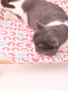 HATELI Cat Bed Elevated Wooden Can be Removed Washed Hammock Elevated Cooling Bed Detachable Portable Indoor Outdoor Nest