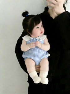 Cute Check Sleeveless Baby Romper