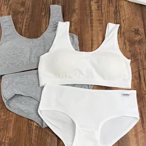 8-16Y Young Girls Bra Panties Set Solid Color Removeable Padded Children Underwear Training Bra Teenage Lingerie Kids Sport Bras