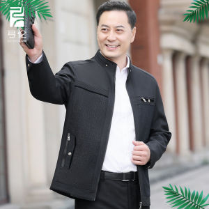 Áo Khoác Nam Xuân Thu Thường Ngày Áo Khoác Cardigan Áo Khoác Nam Trung Niên Bộ Đồ Xuân Cho Ông Ngoại Áo Khoác Polyester