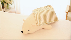 【SG-spot】Polar Bear Plush Toy Throw pillow Down Cotton Cute Soft Soft Lying Bear Childrens Birthday Gift Doll 60CM