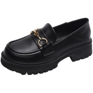 MIFEI | Thick Heel British Style Loafer Womens Shoes Soft Leather