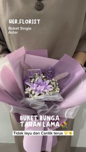 HER.FLORIST [ASTER] Single Soap & Dried Flower Bouquet/Buket Bunga Sabun Aster & Bunga Kering Import