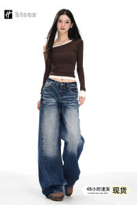 American Retro High Waist Wide Leg Jeans Womens Loose Straight Loose Slimming Pants Autumn 2025 New Style Casual Loose Fit