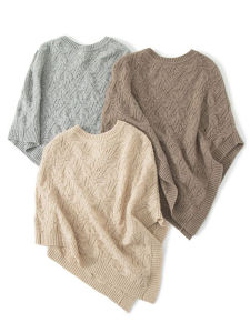 Spring Summer New Knitted Woolen Shoulder Wrap Lazy Style Outerwear round Neck Twisted Cloak Warmth Shawl Top for Youth And Middle-Aged Women