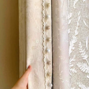 Trendy Morris Flower Curtain Edging Fine Silk Thread Wooden Bead Pendant Water Soluble Home Textile Decorative Accessories