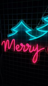 Merry Christmas ขนาด 100 X 53 X 2 cm ป้ายไฟนีออน หน้าร้าน ป้ายไฟตัวอักษร ตกแต่งหน้าร้าน สร้างความโดดเด่นให้ร้านคุณ