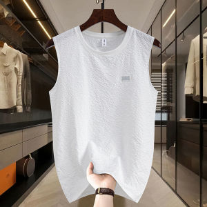 Summer round Neck Bubble Sleeveless T-Shirt Vest Mens Youth Casual Lightweight Breathable Large Size Top Fashion Urban Style