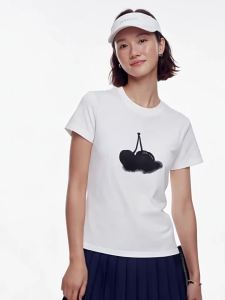 Cherry Pattern Lyocell Cotton Short Sleeve T-Shirt