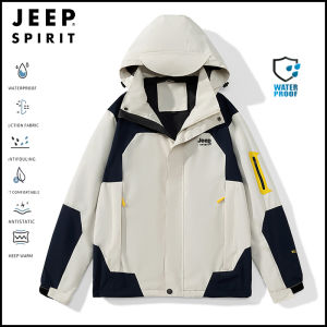 Jeep Spirit Brand Outdoor Jacket for Men and Women in Spring and Autumn New Couple Detachable Hooded Warm Windproof Jacket Sports Windbreaker Coat