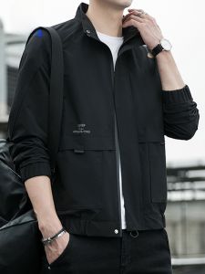 ROMON | แจ็คเก็ตแบบสวมหัวทรงหลวมสำหรับผู้ชาย Romon Workwear Jacket ฤดูใบไม้ผลิและฤดูใบไม้ร่วง แจ็คเก็ตแบบมีฮู้ดสั้นกันลมสำหรับกลางแจ้งแบบลำลอง