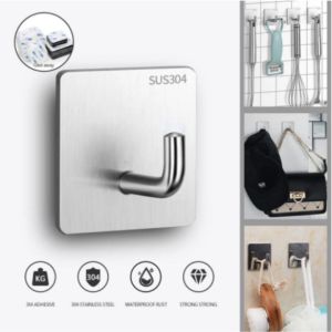 No-drilling 304 Stainless Steel Adhesive Hooks Heavy Duty Stick On Wall Hanging Hooks Towel Hooks Door Hooks