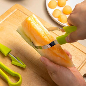 【On Sale】3 in1 Fruit Scooper Watermelon Cantaloupe Fruit Plate Making Tool Kitchen Carving Knife Styling Set