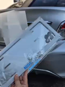 2Pcs Car Plate Number Plating Blue Stainless Steel Car Plate Frame Acrylic Cover Car License Plate